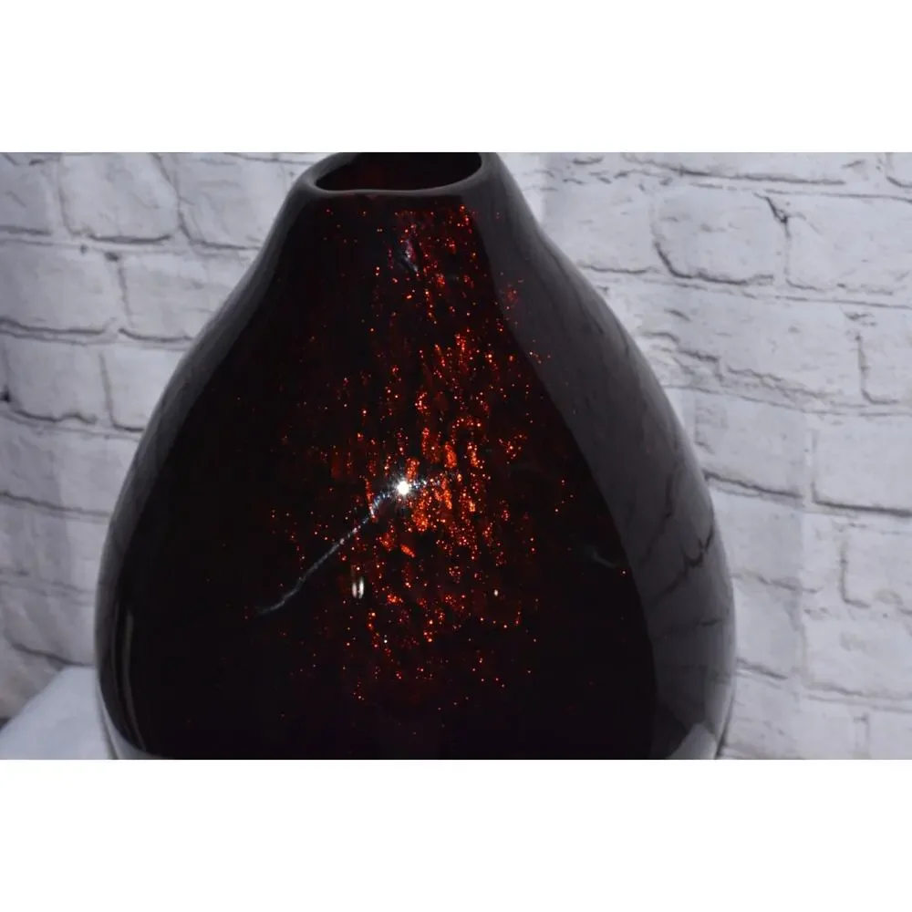 Tony Evans Design Hand Blown Art Glass in Black Marble & Metallic Copper Vessel
